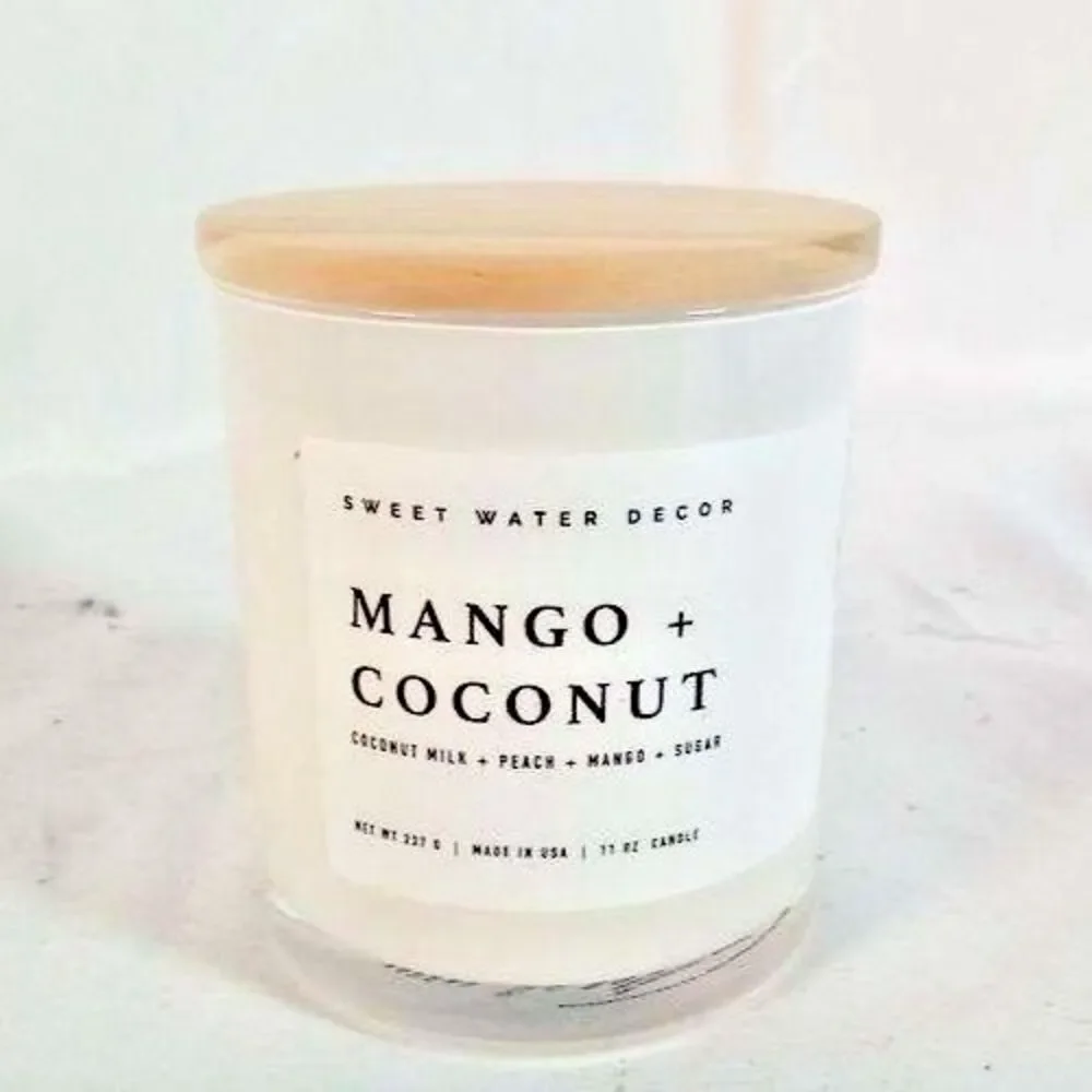 Sweet Water Decor Candle 11oz Mango + Coconut Scent Soy Jar Made in USA